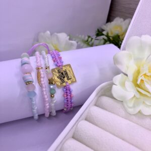 Set Pulsera Tejida Lilac